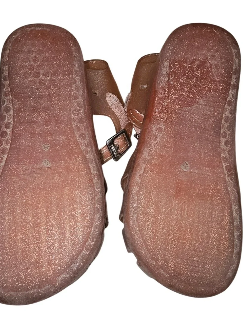 Mini Melissa Rose Gold Jelly Sandals with Sparkling Shell Accent